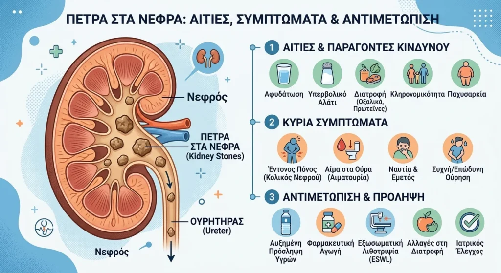 Πέτρα στα Νεφρά: Συμπτώματα και Θεραπευτικές Επιλογές